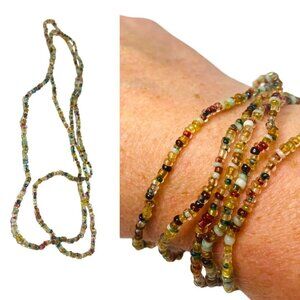 Strand Seed Beads 36" String Necklace Wrap Bracelet Multicolor Delicate Boho Sty